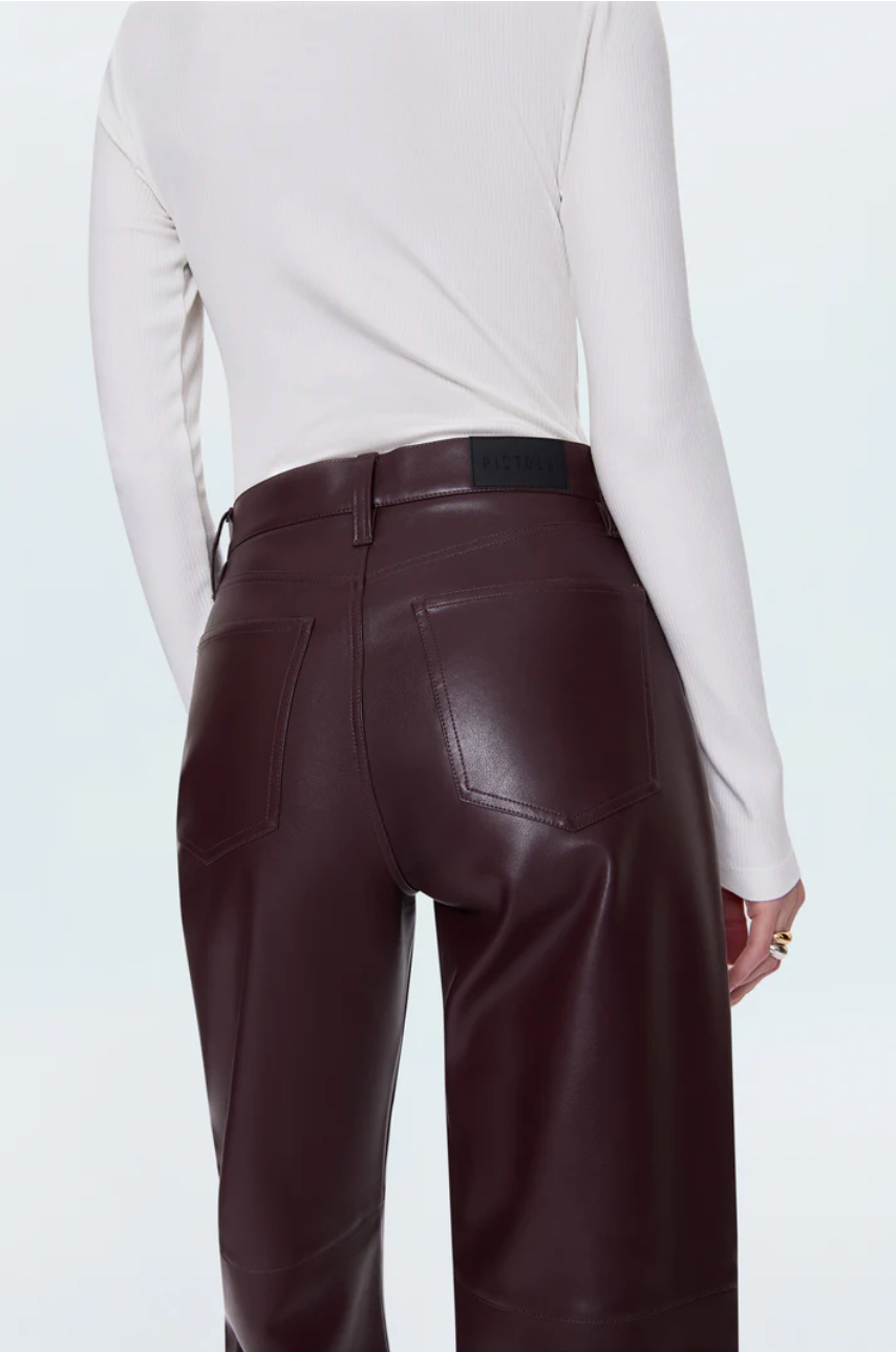 Jett high rise bowed straight pant - cabernet
