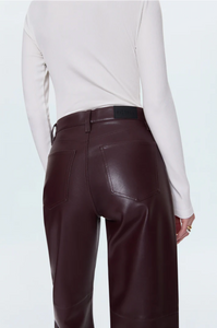 Jett high rise bowed straight pant - cabernet