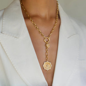 Linden toggle chain medallion lariat necklace - gold