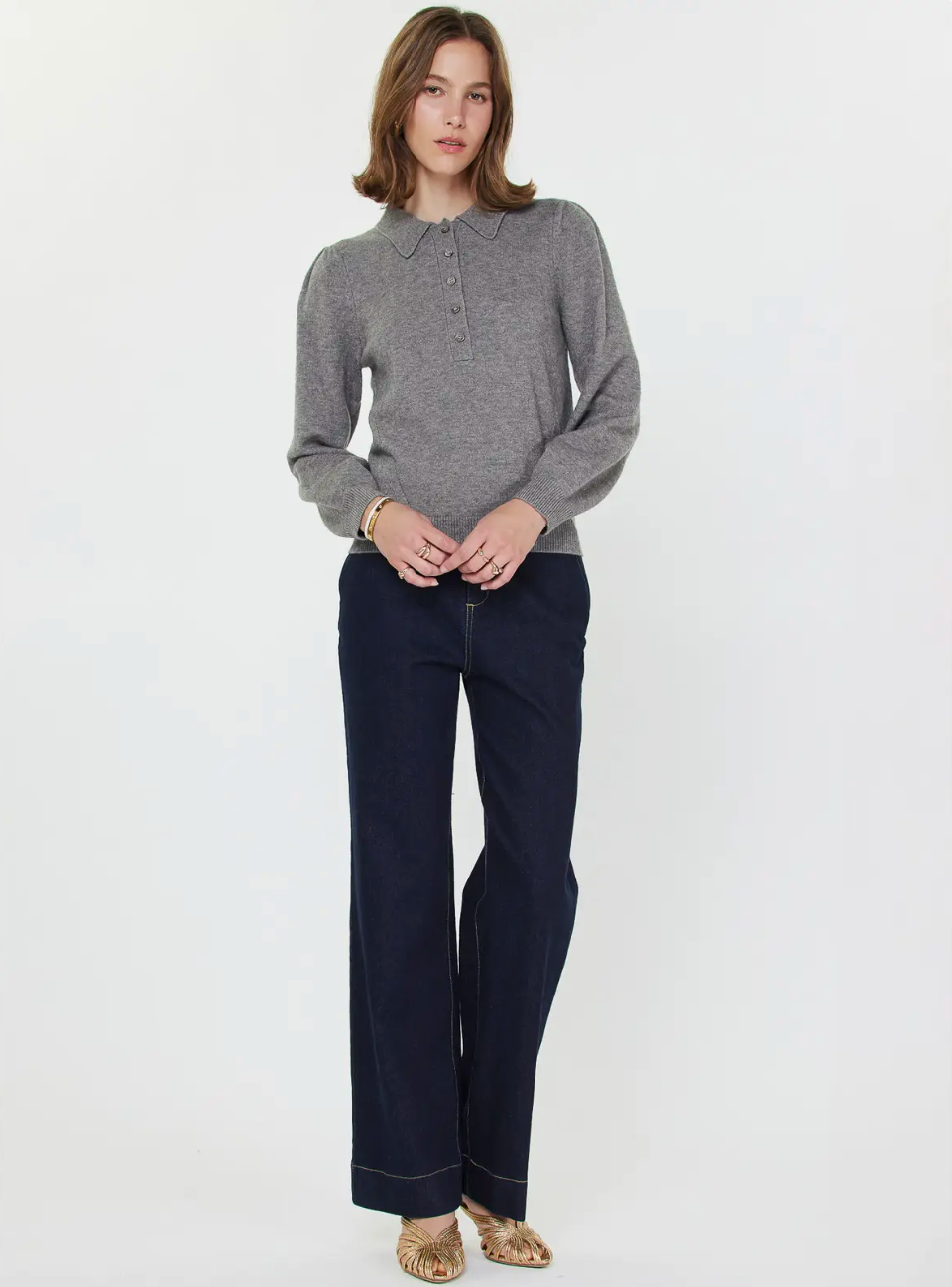 Polo Long Sleeve Sweater - fog