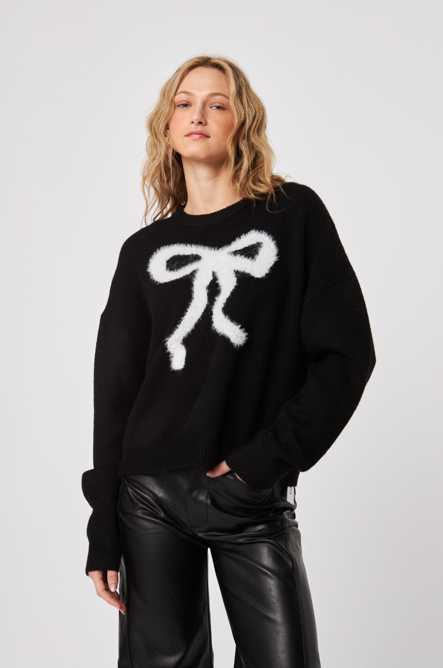Ambrose bow knit sweater - blanc de noir