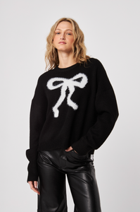 Ambrose bow knit sweater - blanc de noir