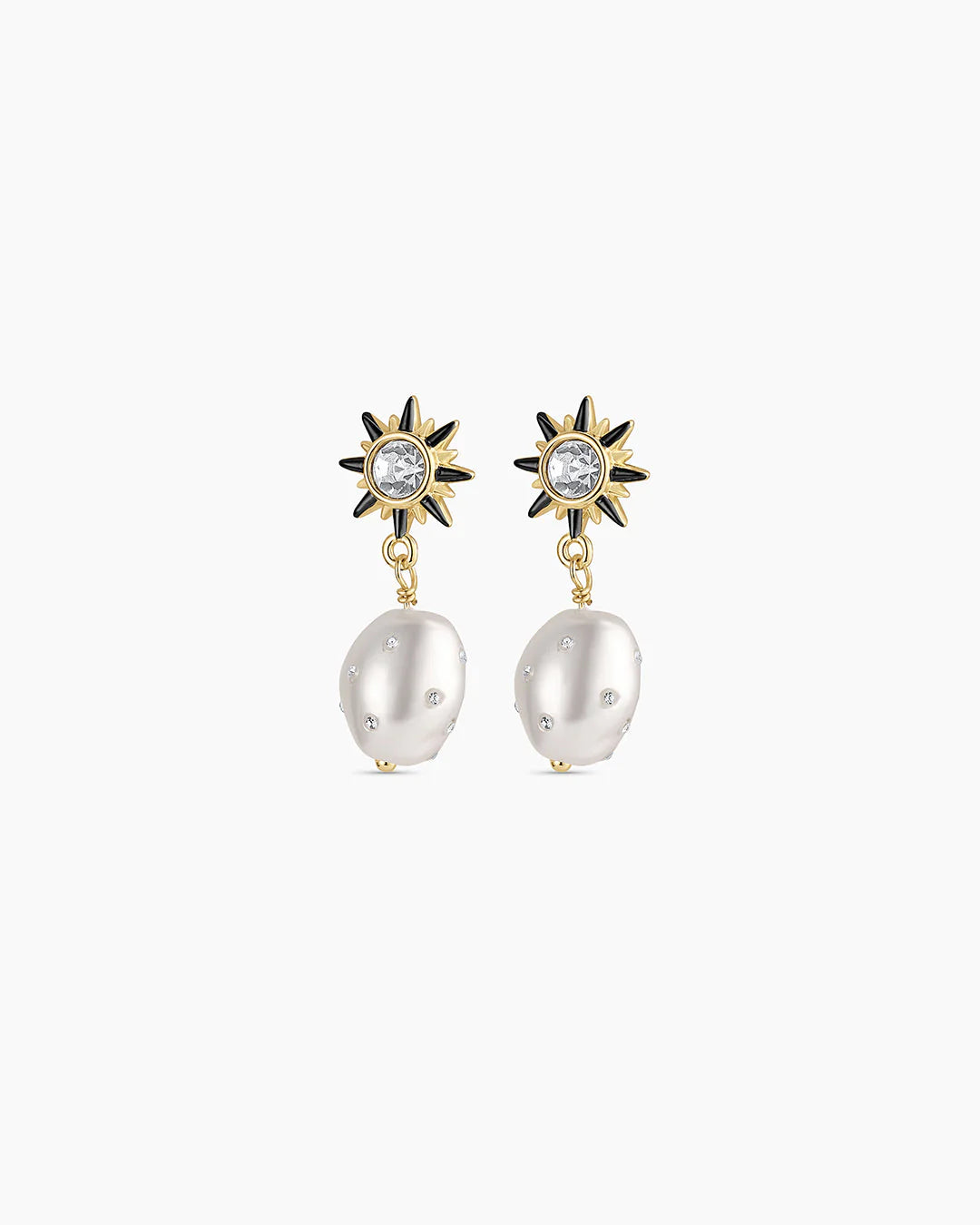 Vintage shimmer pearl drop earrings - gold