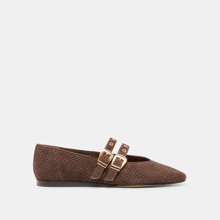 Baylee grommet ballet flats - dark brown suede