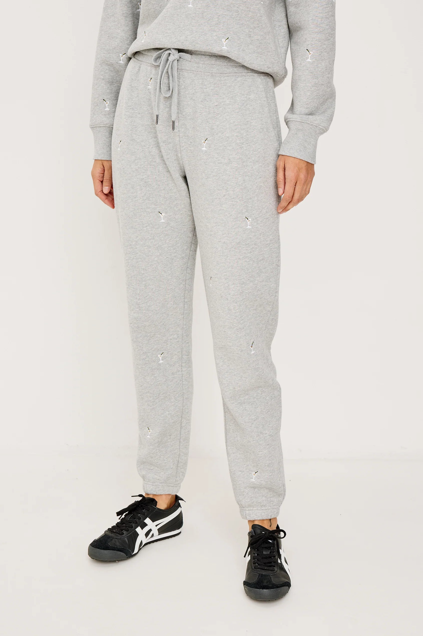 Kingston sweatpants - heather grey martini embroidery