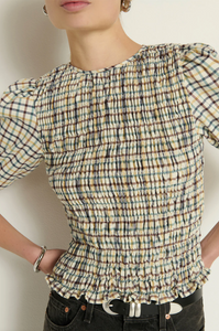 Brinley smocked top - multi color plaid