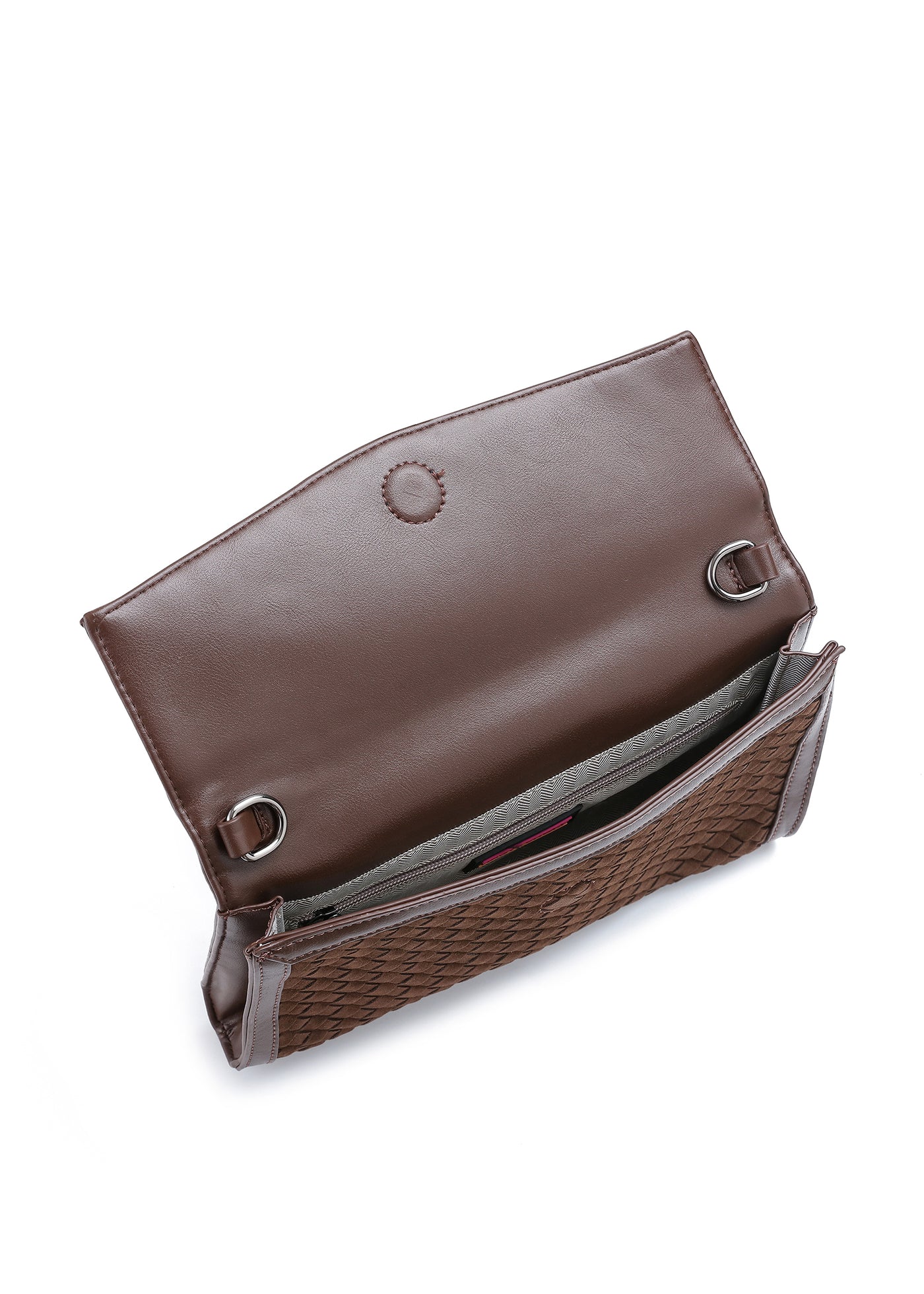 Beth clutch - chocolate woven vegan suede