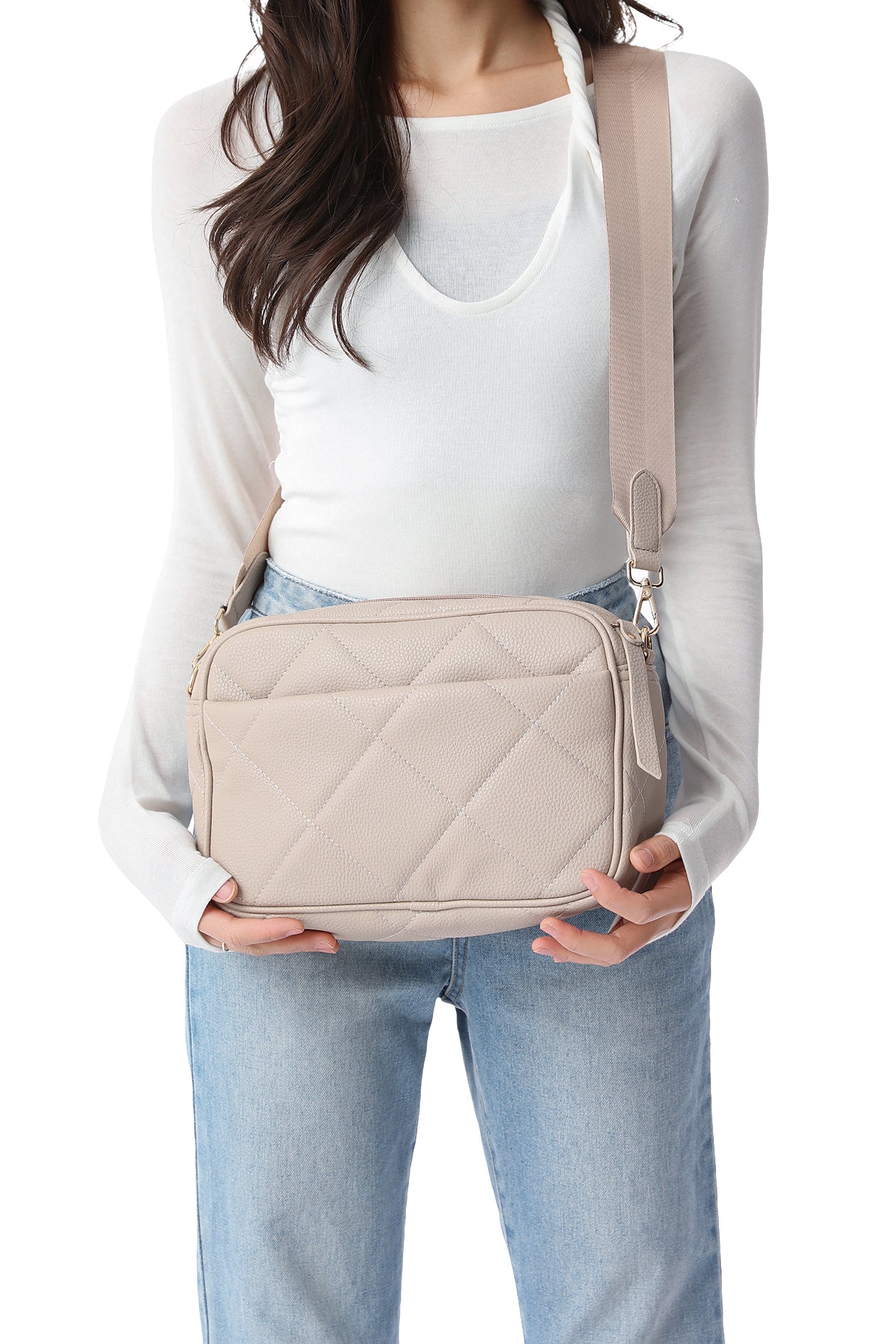 Noa pebbled cargo crossbody - fawn