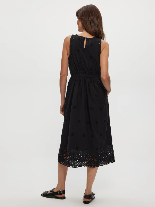 Faith eyelet midi dress - black