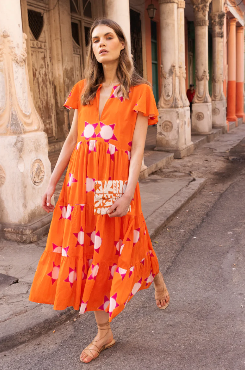 V-neck maxi - mela orange