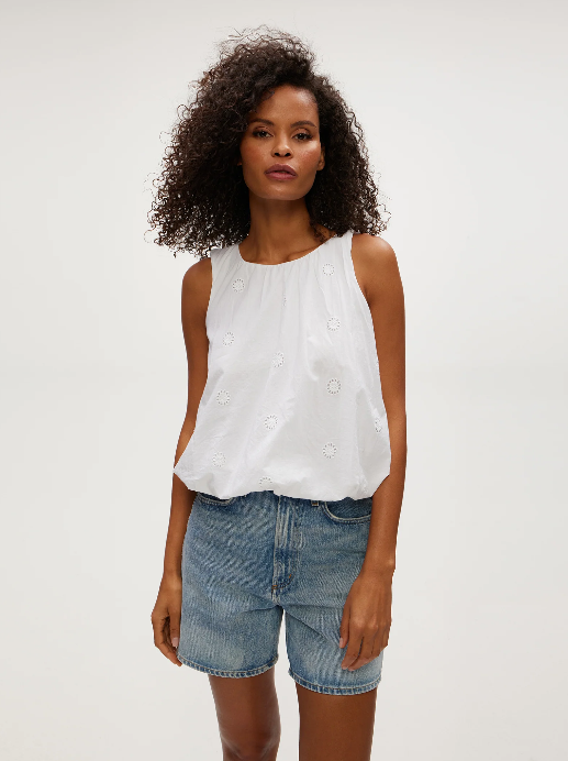 Hazel eyelet bubble top - white