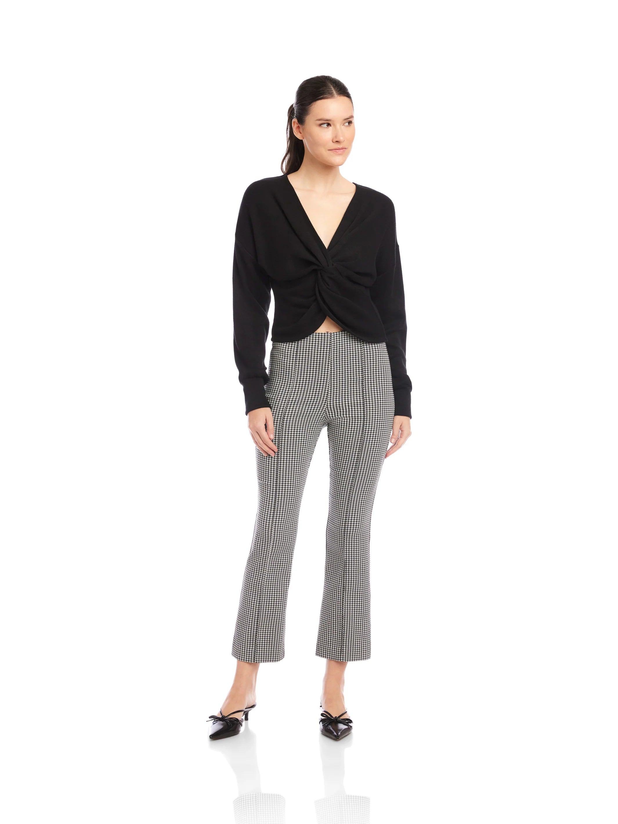 Sigourney Pintuck Pants - houndstooth
