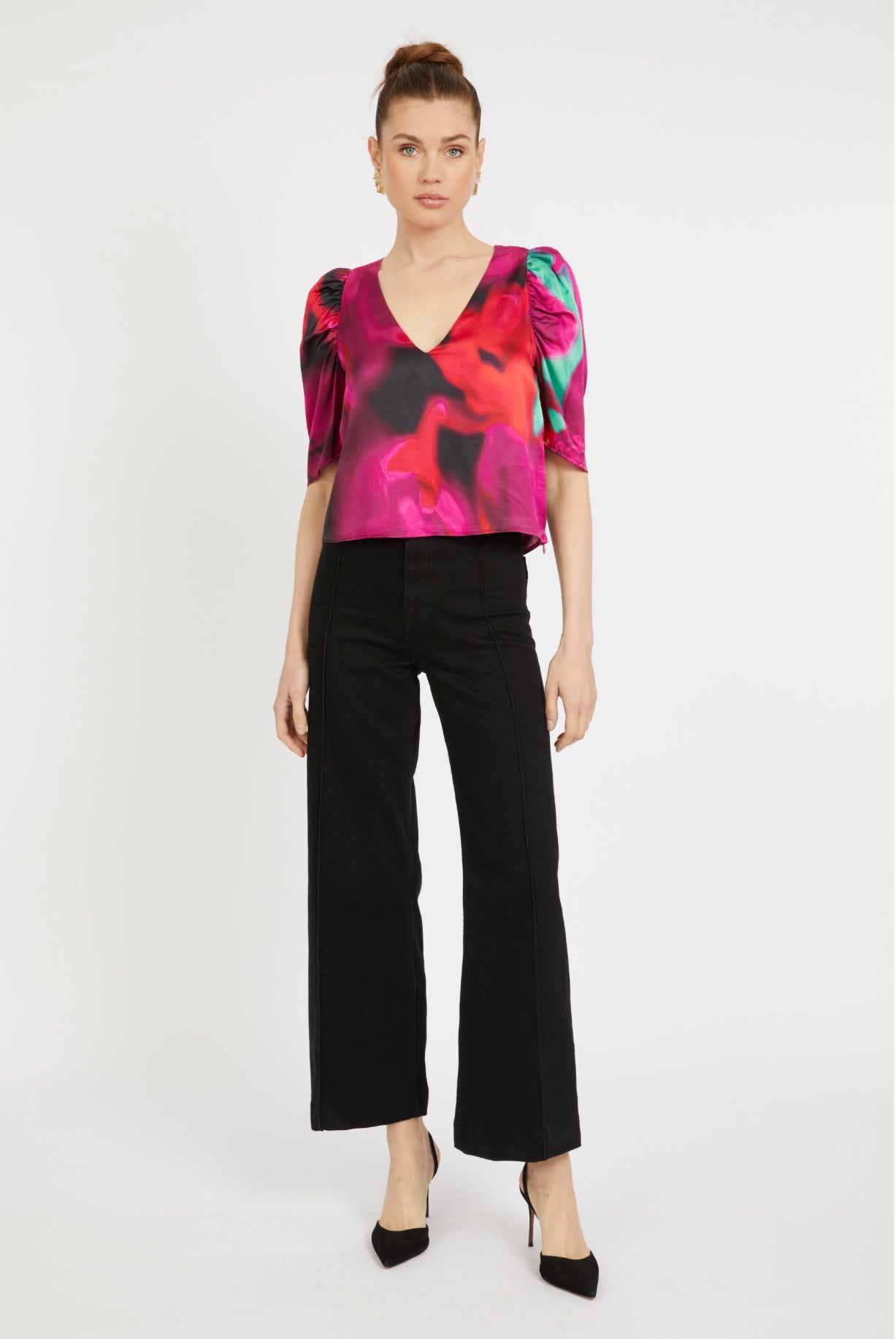 Arden top - blur iris bloom