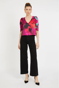 Arden top - blur iris bloom