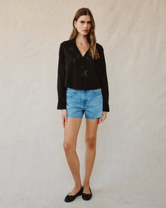 Contrast button down - black
