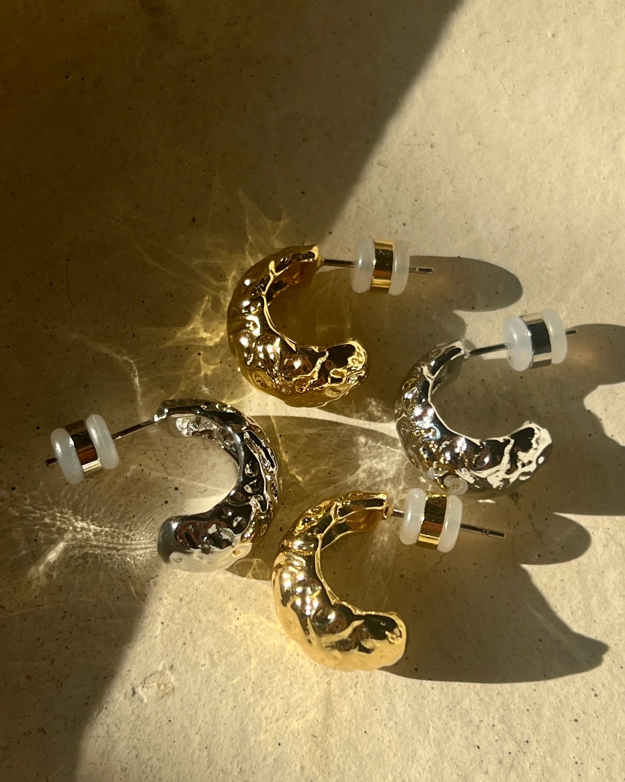 Mini molten hoops - silver