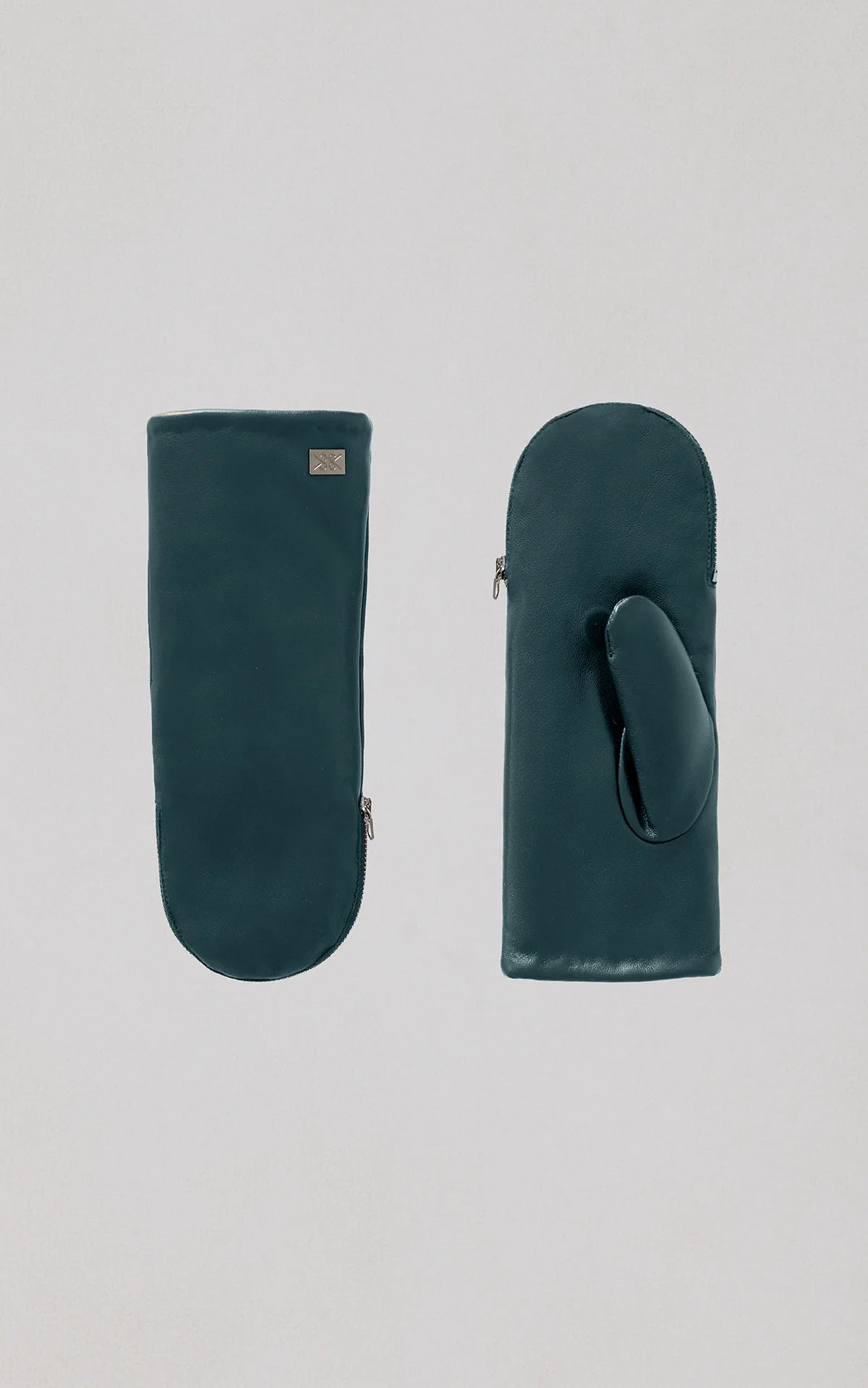 Betrice faux-fur lined leather mittens - midnight forest