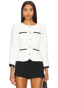 Oona collarless jacket - white