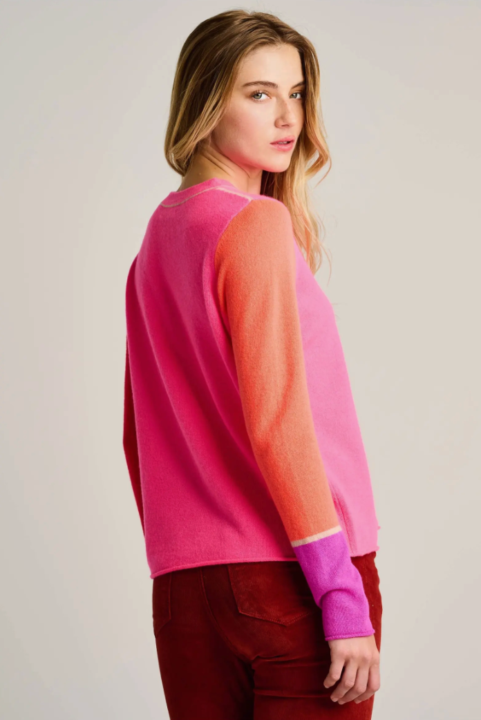 Block talk sweater - neon pink combo