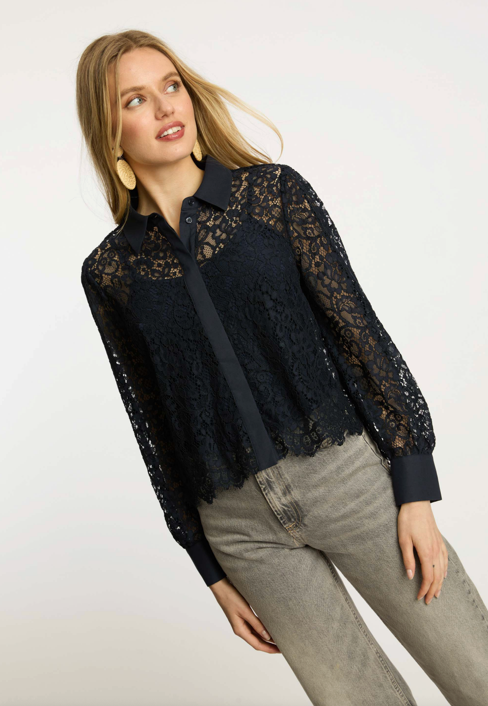 Emmie top - dark navy lace