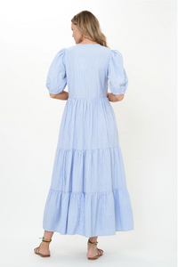 Puff sleeve maxi - chatham blue