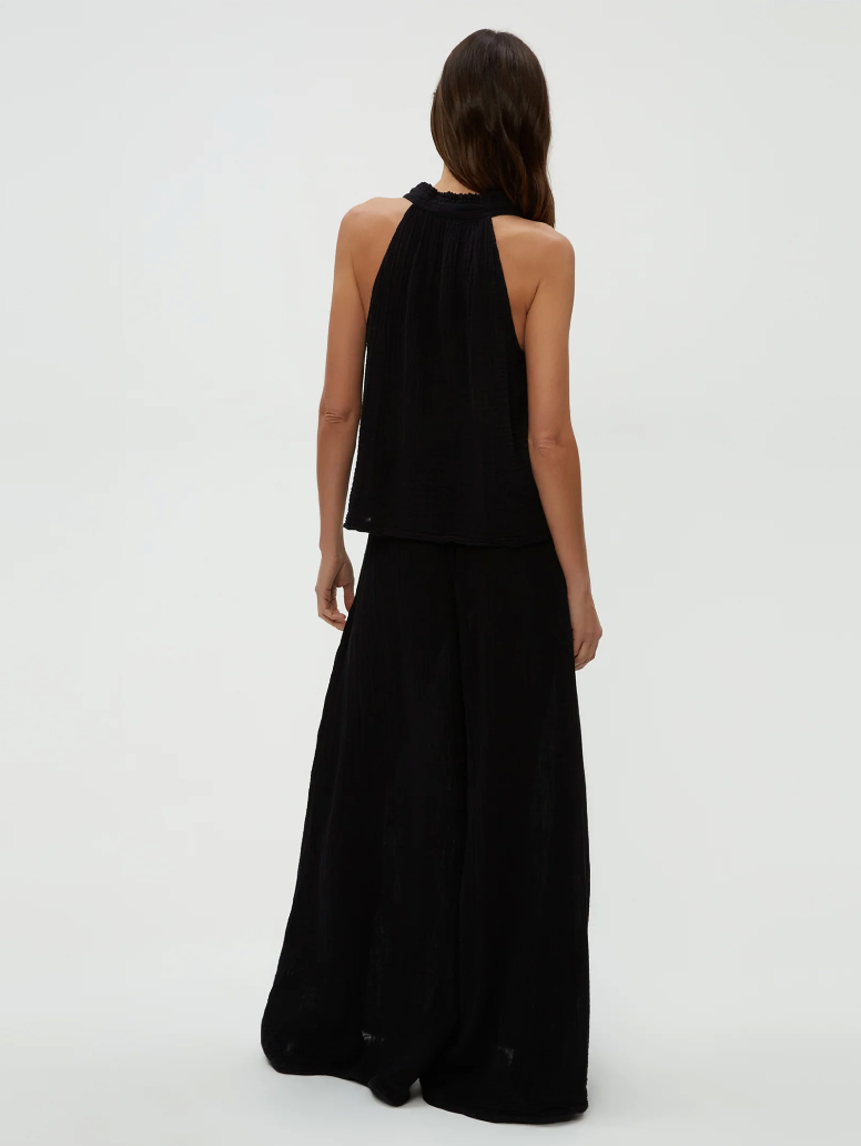 Simba smocked waist pant - black