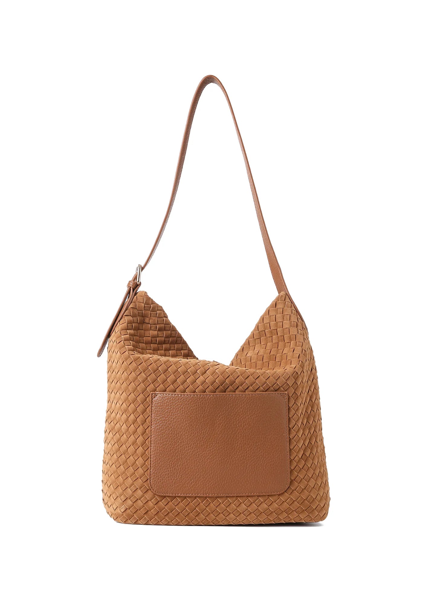 Sandy shoulder bag - saddle woven vegan suede