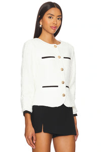 Oona collarless jacket - white