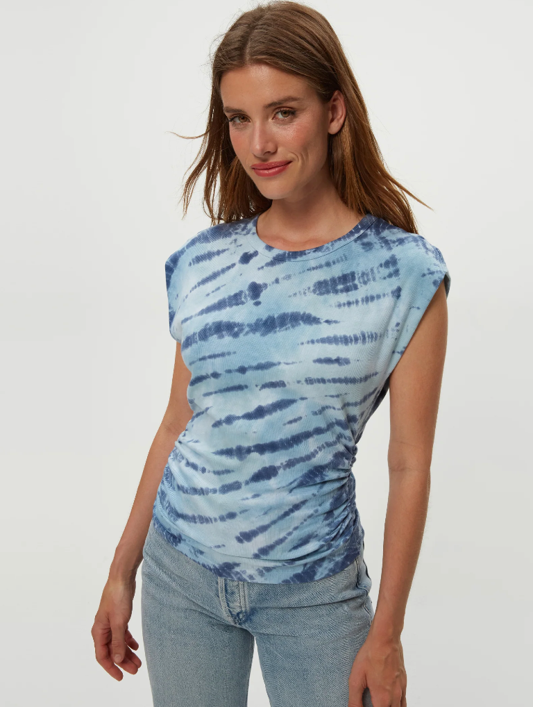 Joni power shoulder top - teal combo