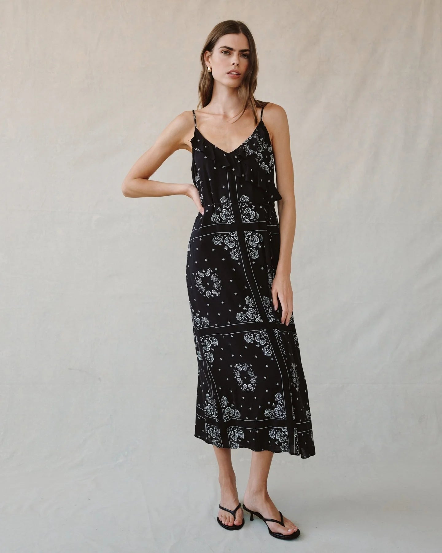 Ruffle cami midi dress - bandana print