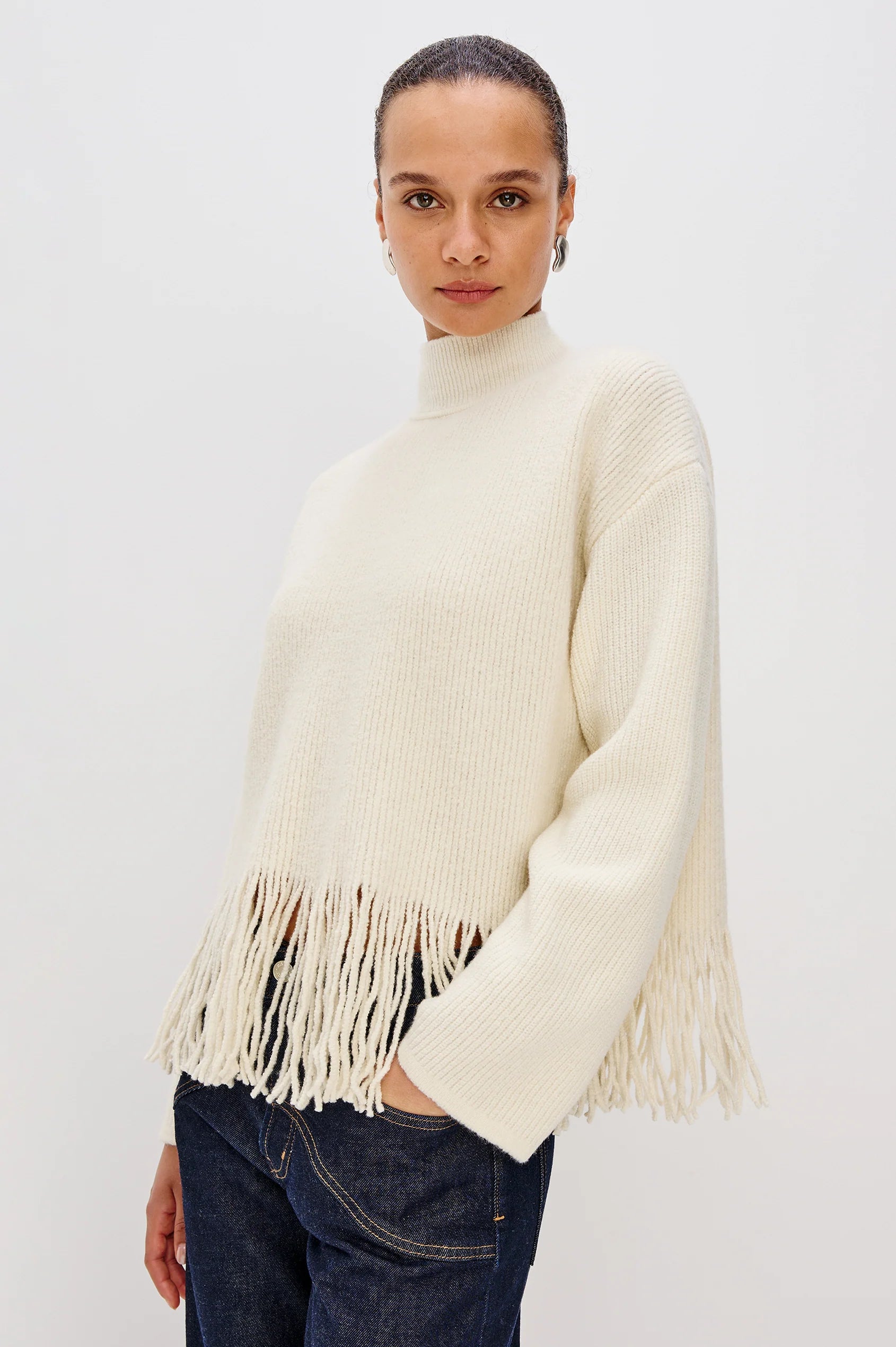 Lise sweater - ivory fringe