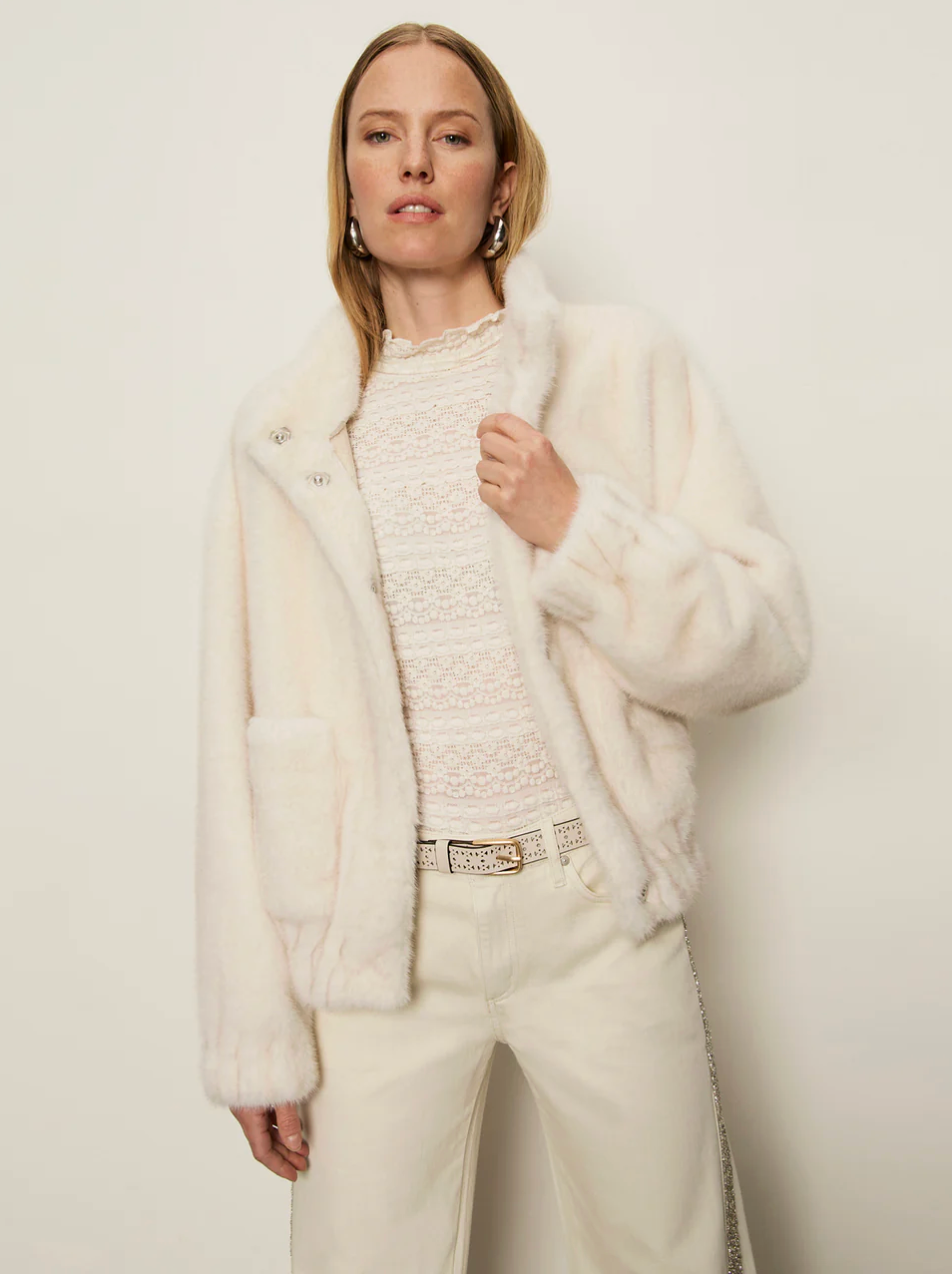 Coco faux fur jacket - almond cream