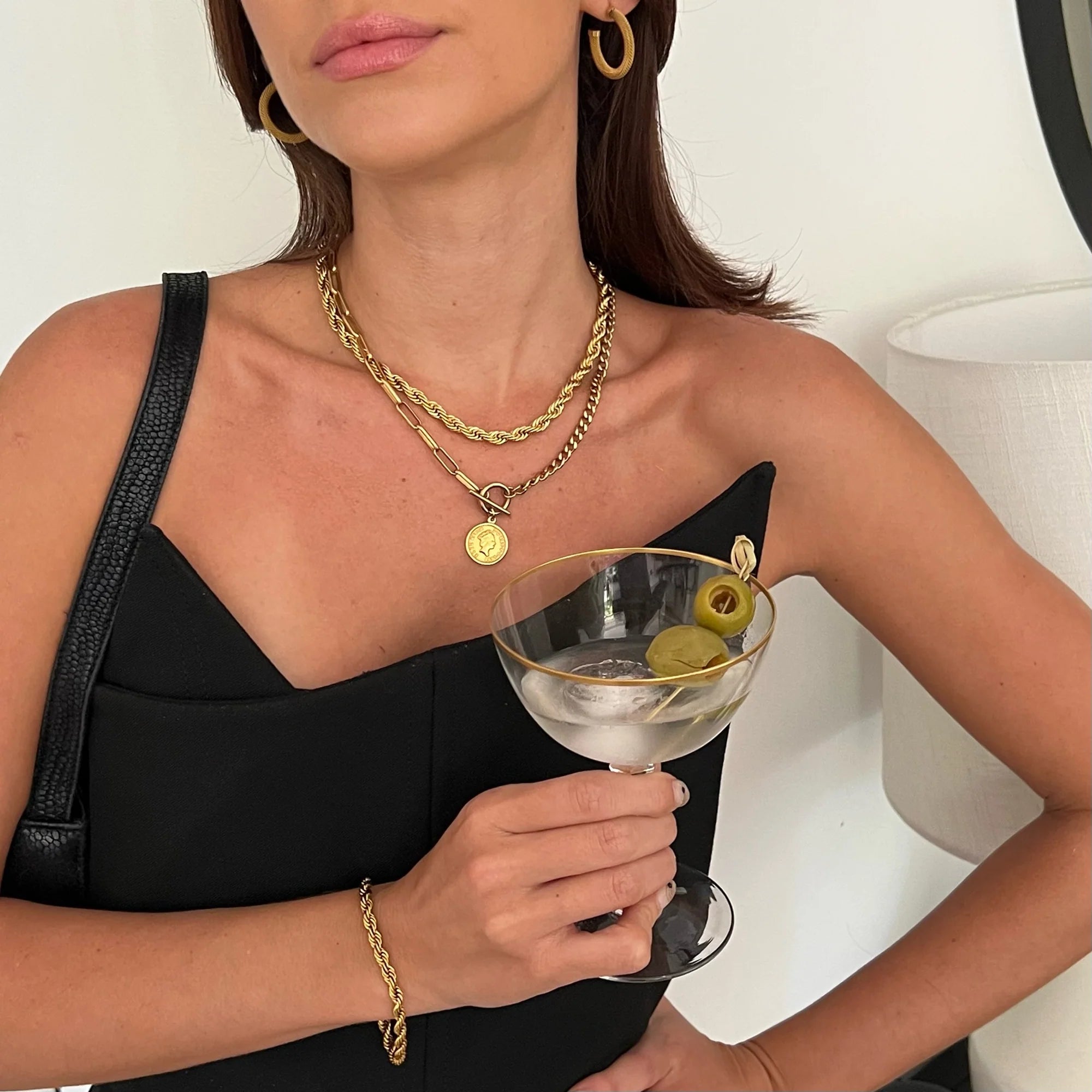 Stacie toggle chain coin necklace - gold