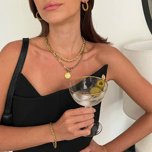 Stacie toggle chain coin necklace - gold