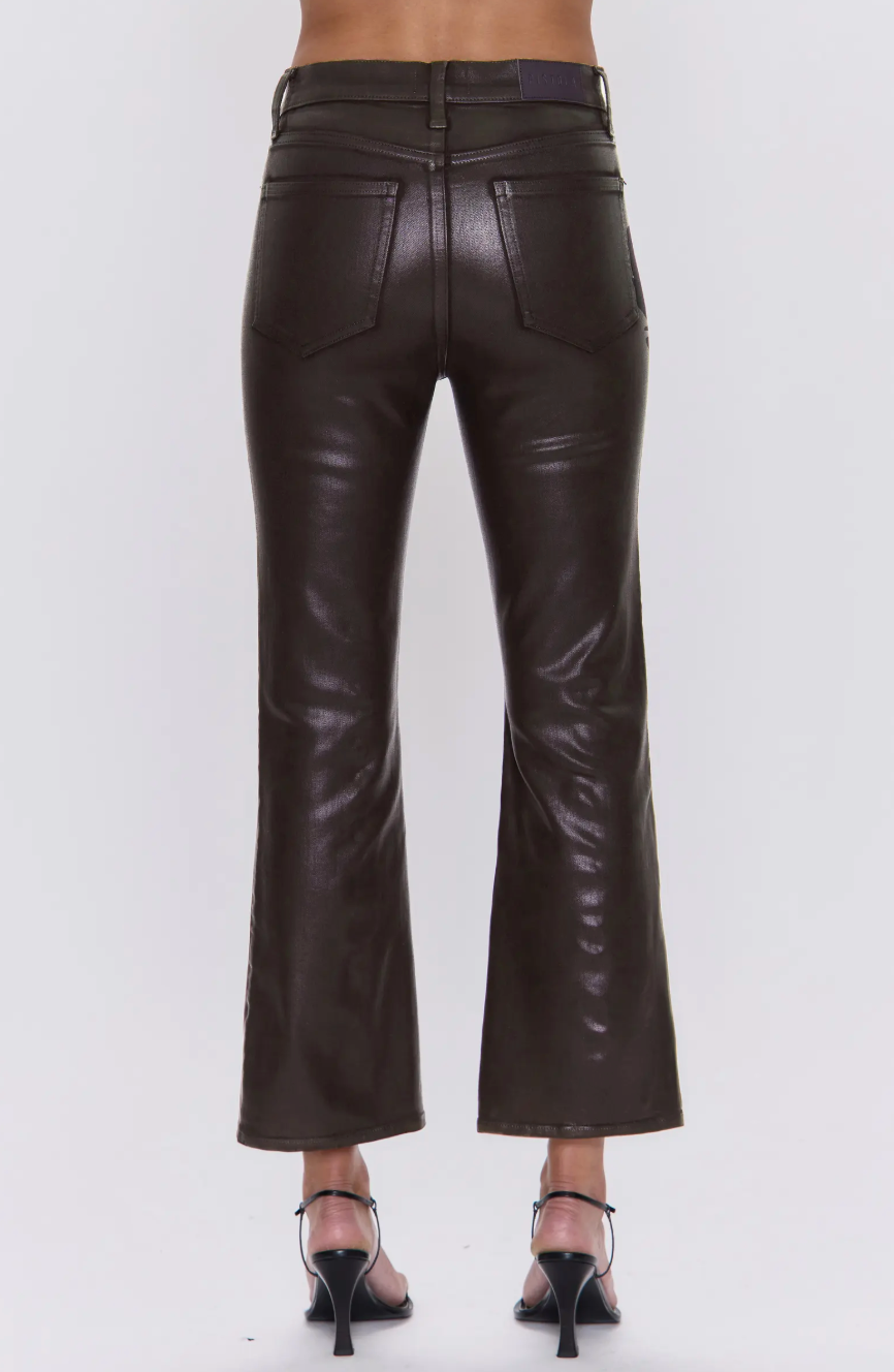 Coated Lennon crop bootcut pants - coated mocha