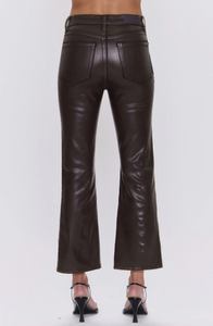 Coated Lennon crop bootcut pants - coated mocha