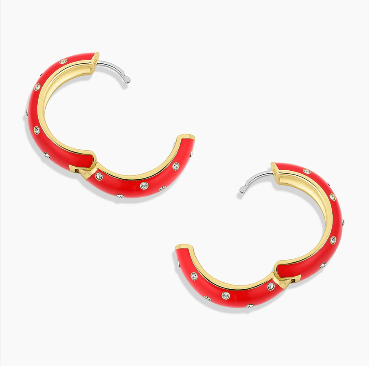 Noel enamel shimmer hoops - red