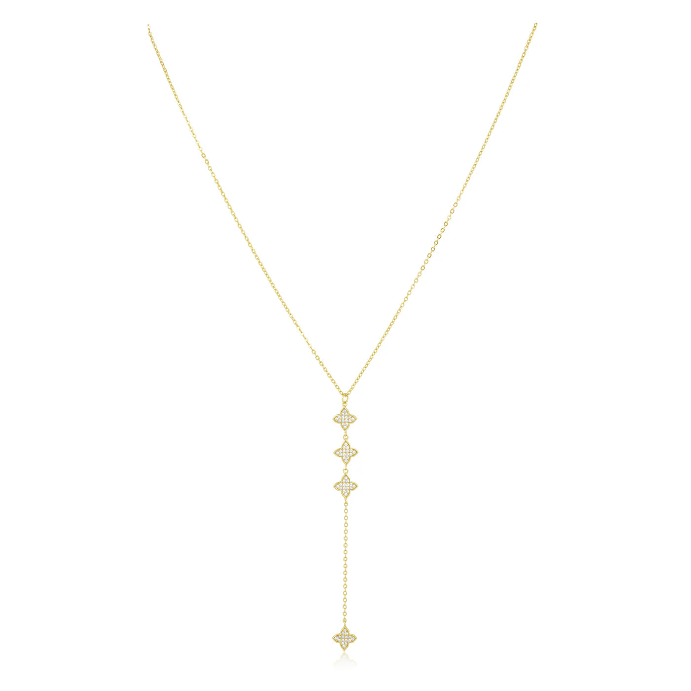 Amanda CZ lariat necklace - gold