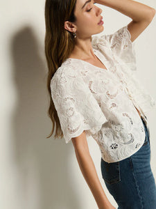 Rosalyn Tie Top - white
