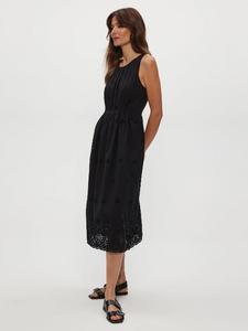 Faith eyelet midi dress - black
