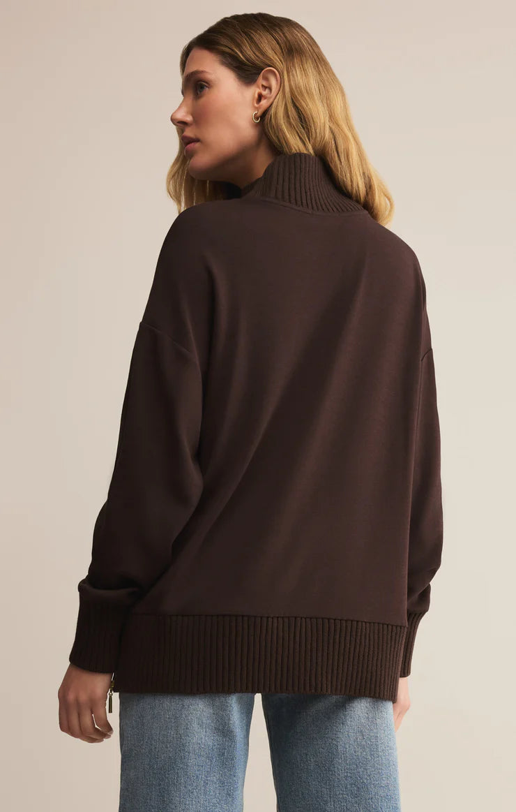 Sable luxe mock neck top - chocolate cherry