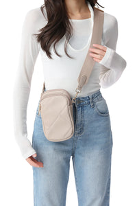 Atlas pebbled leather phone crossbody - fawn