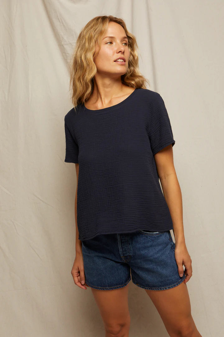 Charlotte double gauze tee - navy