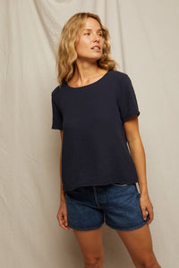 Charlotte double gauze tee - navy