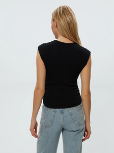 Leighton power shoulder top - black
