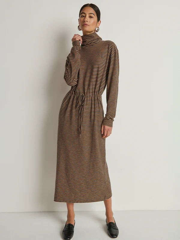 Mariel dress- mini cocoa stripe