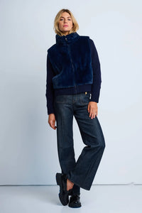 The Teddy faux fur knit jacket - navy