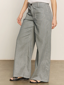 Marine striped patch pocket wide leg pants - yacht stripe