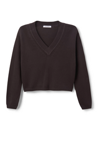 Addie oversized cotton v-neck sweater - cocoa