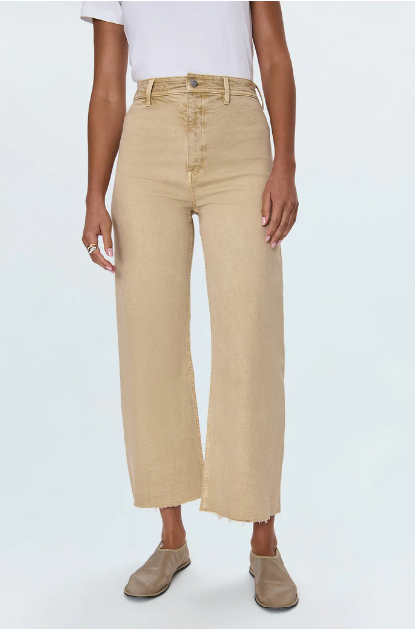 Penny crop high-rise wide leg jean - sand dollar